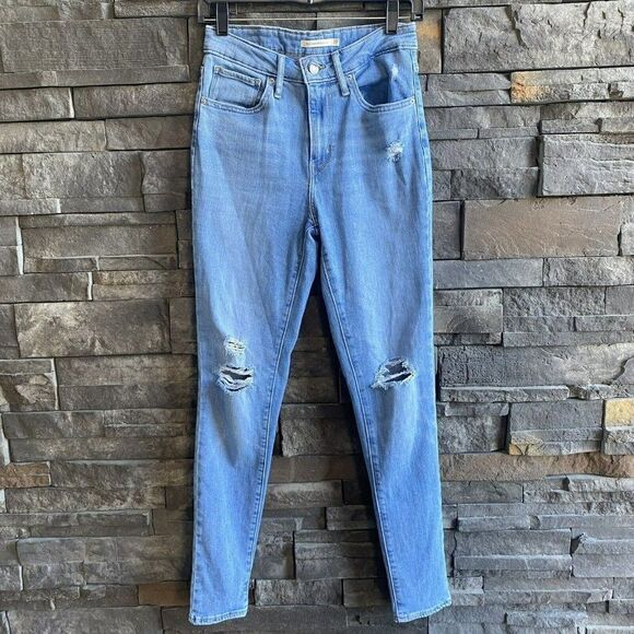 Levis 721 High Rise Skinny‎ Jeans Distressed Stretch Size 27 Women’s - Picture 1 of 5